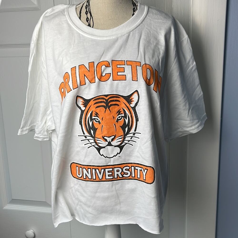Princeton University Tigers Logo Crop Top White Medium